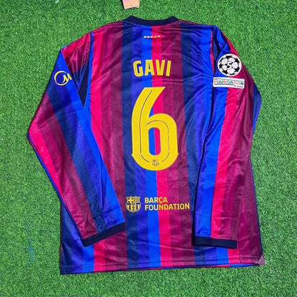 Gavi #6 Barcelona 2027 Champions League Patch Home Long Sleeve Football Jersey