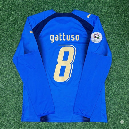 Italy World Cup 2006 Gennaro Gattuso #8 Final Long Sleeve Retro Football Jersey