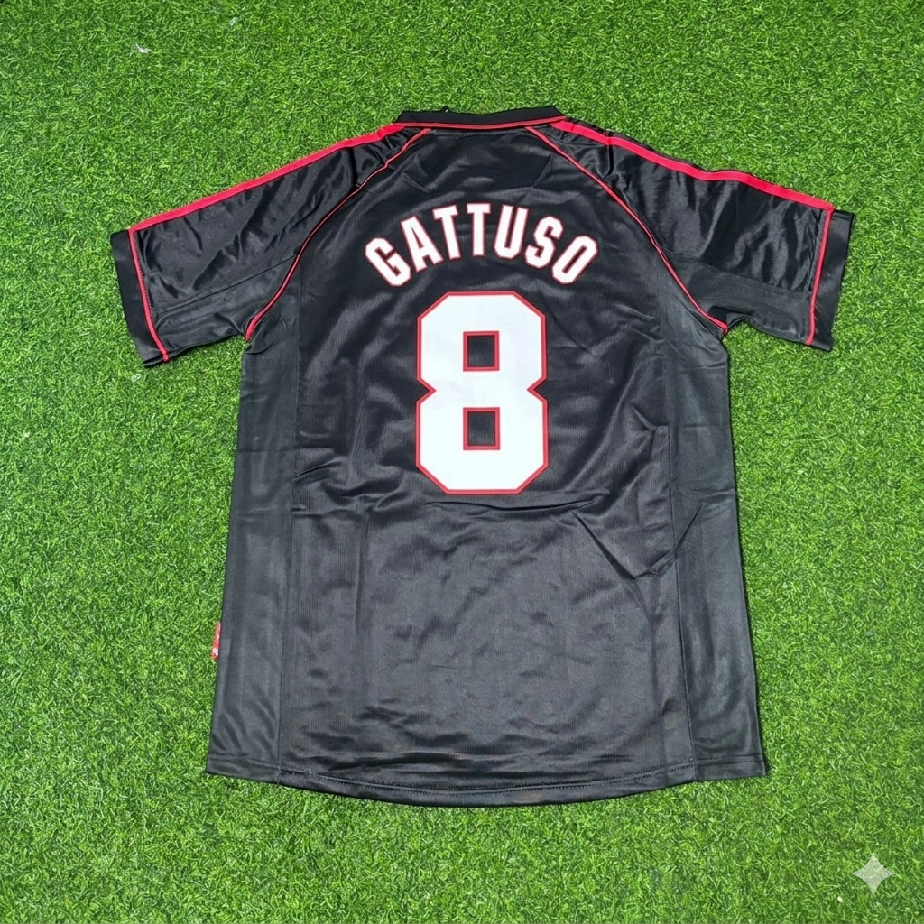 Gennaro Gattuso #8 AC Milan 1998-1999 Black Retro Football Jersey Kit