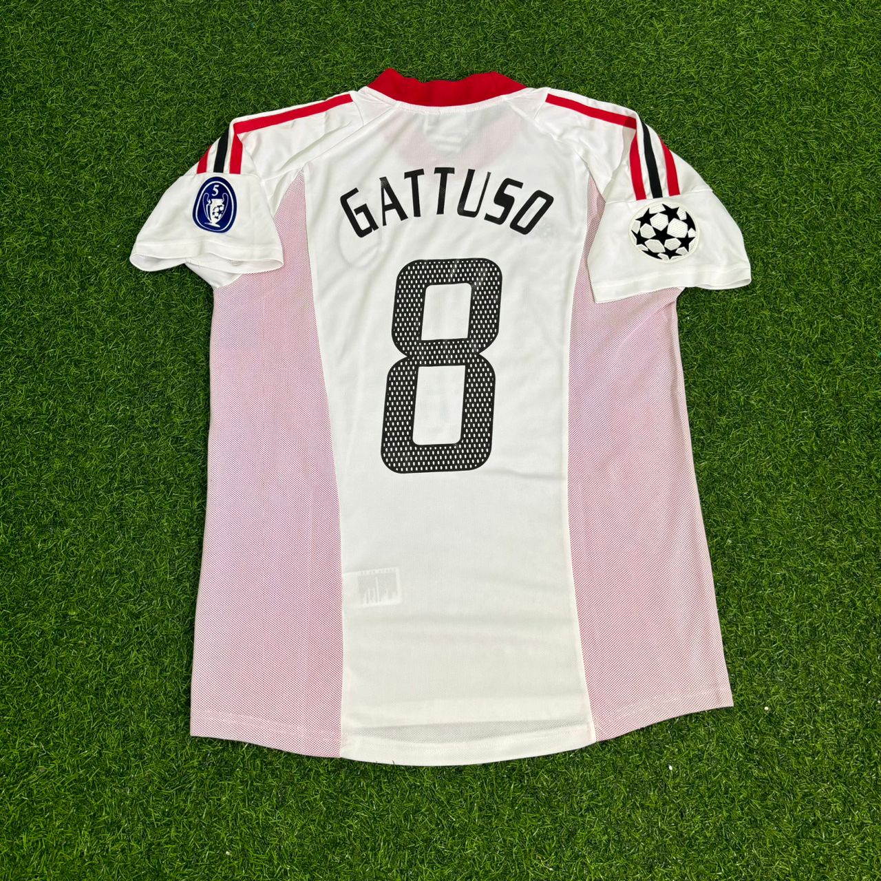 Gennaro Gattuso AC Milan 2003 Champions League Final Old Trafford White Retro Football Jersey