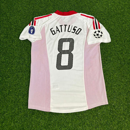 Gennaro Gattuso AC Milan 2003 Champions League Final Old Trafford White Retro Football Jersey