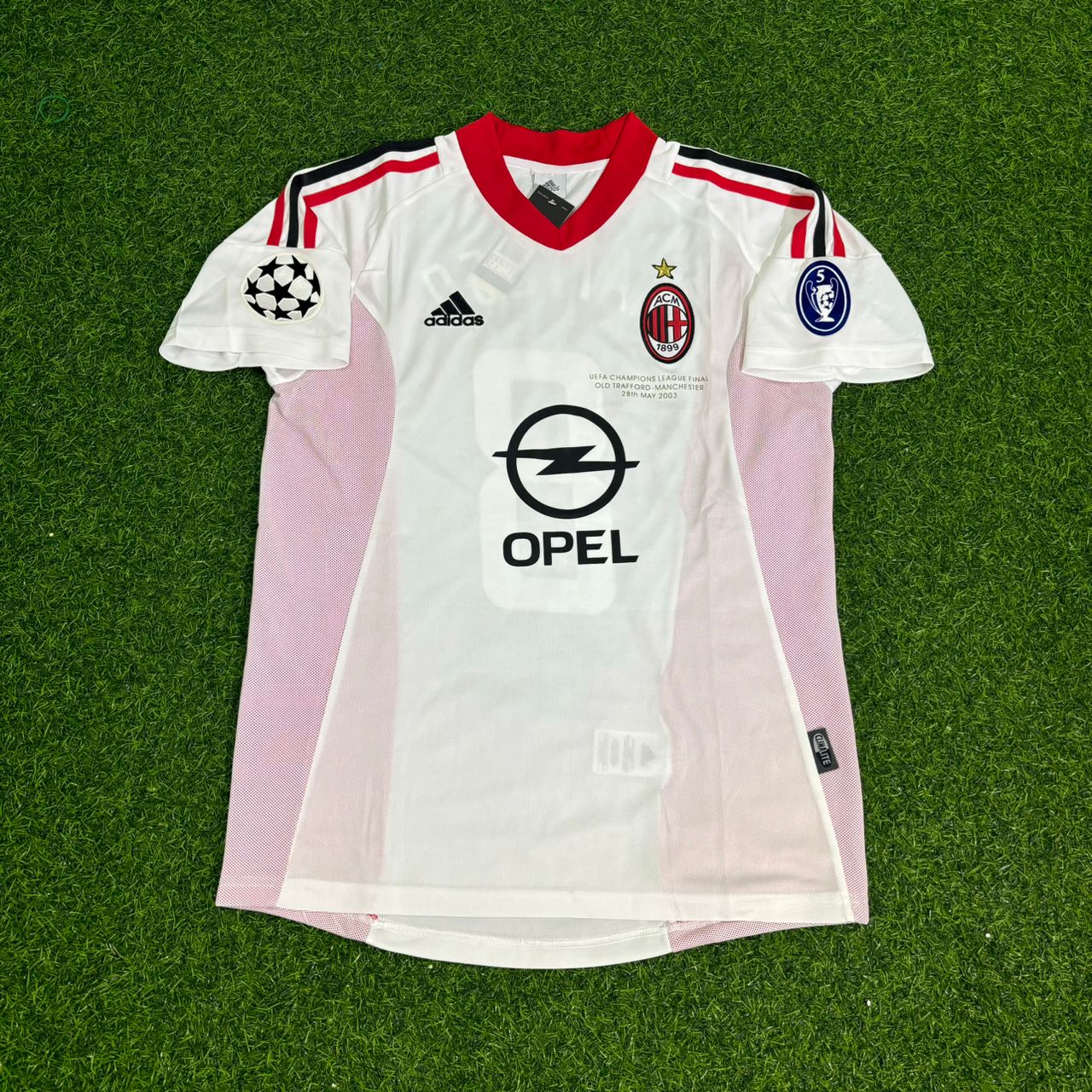 Gennaro Gattuso AC Milan 2003 Champions League Final Old Trafford White Retro Football Jersey