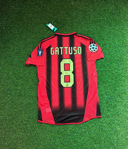 Gennaro Gattuso 8 Milan 2004/2005 Red & Black Home Retro Football Jersey Kit
