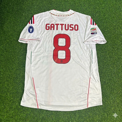 Gennaro Gattuso #8 Milan 2011-2012 White Away Retro Football Jersey Kit
