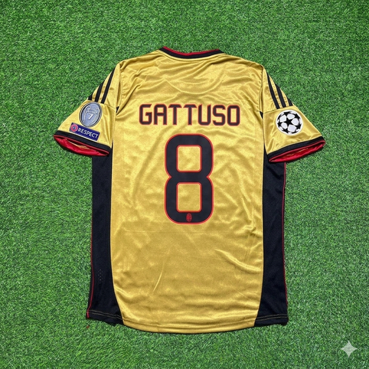 Gennaro Gattuso #8 AC Milan Gold Retro Football Jersey