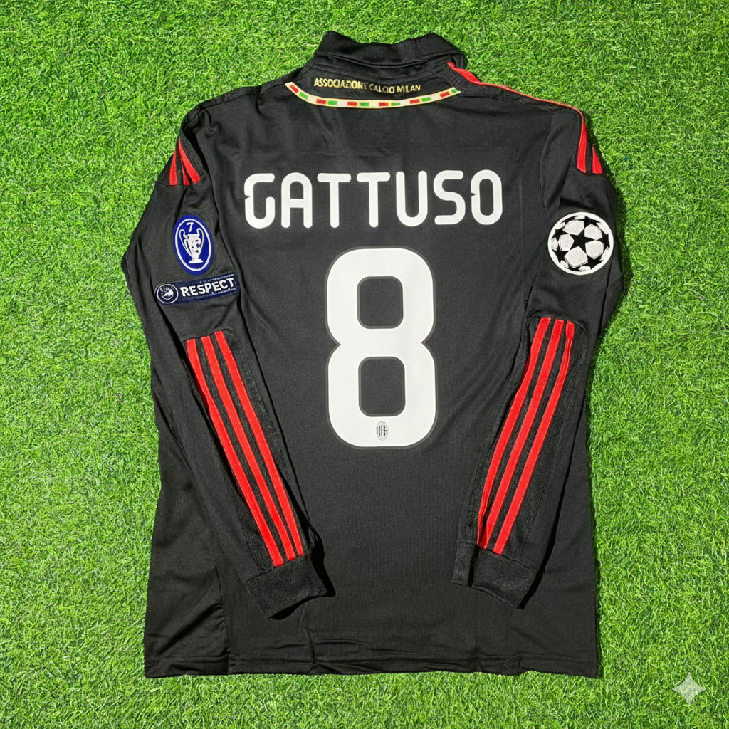 Gennaro Gattuso AC Milan 2011/12 Red & Black Retro Football Jersey Collection