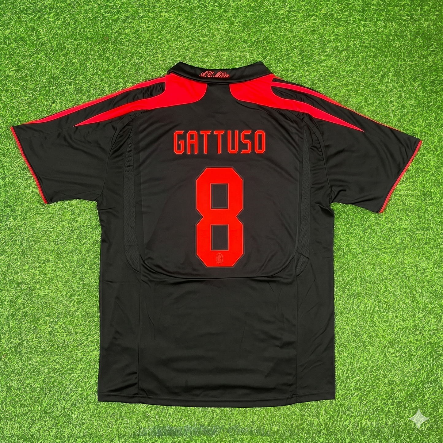 Gennaro Gattuso AC Milan 2007-2008 Black Retro Third Football Jersey Kit