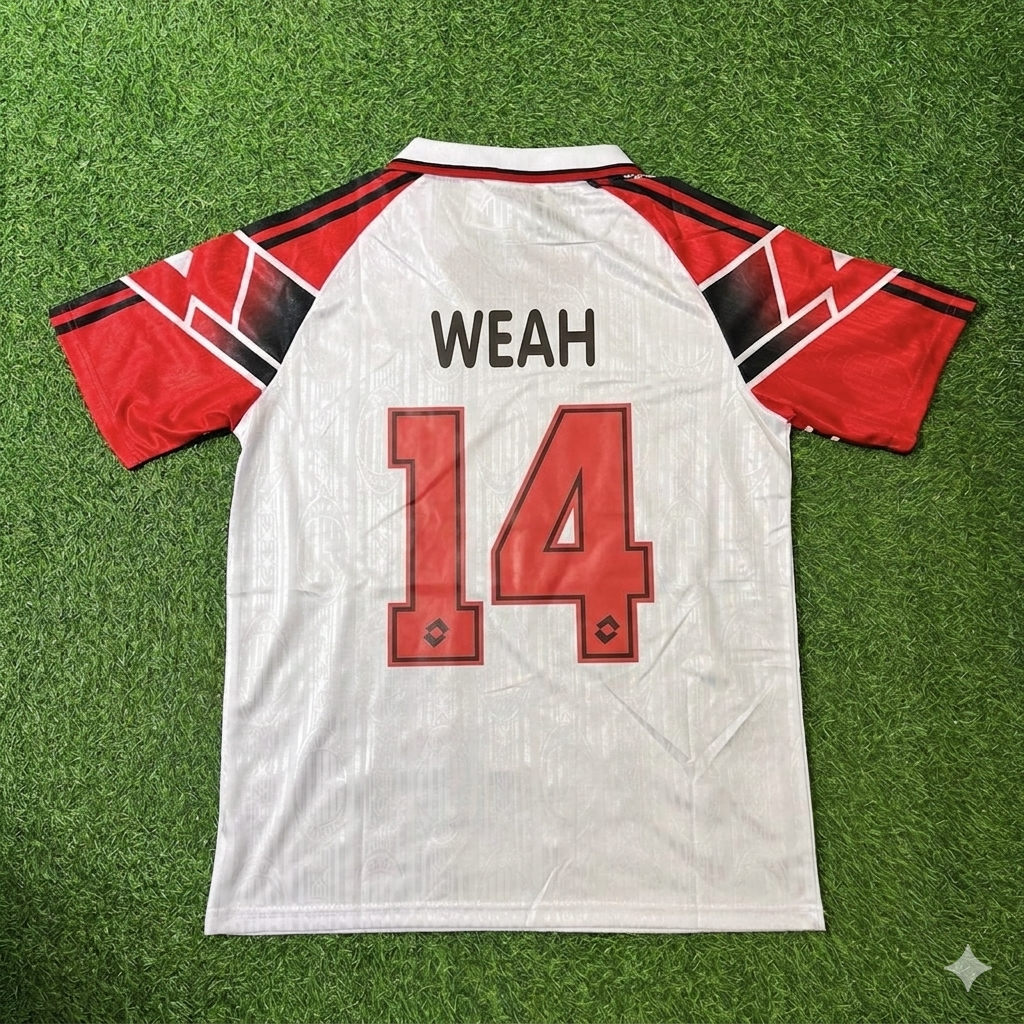 George Weah #14 AC Milan 1997 Away Retro Football Jersey Kit