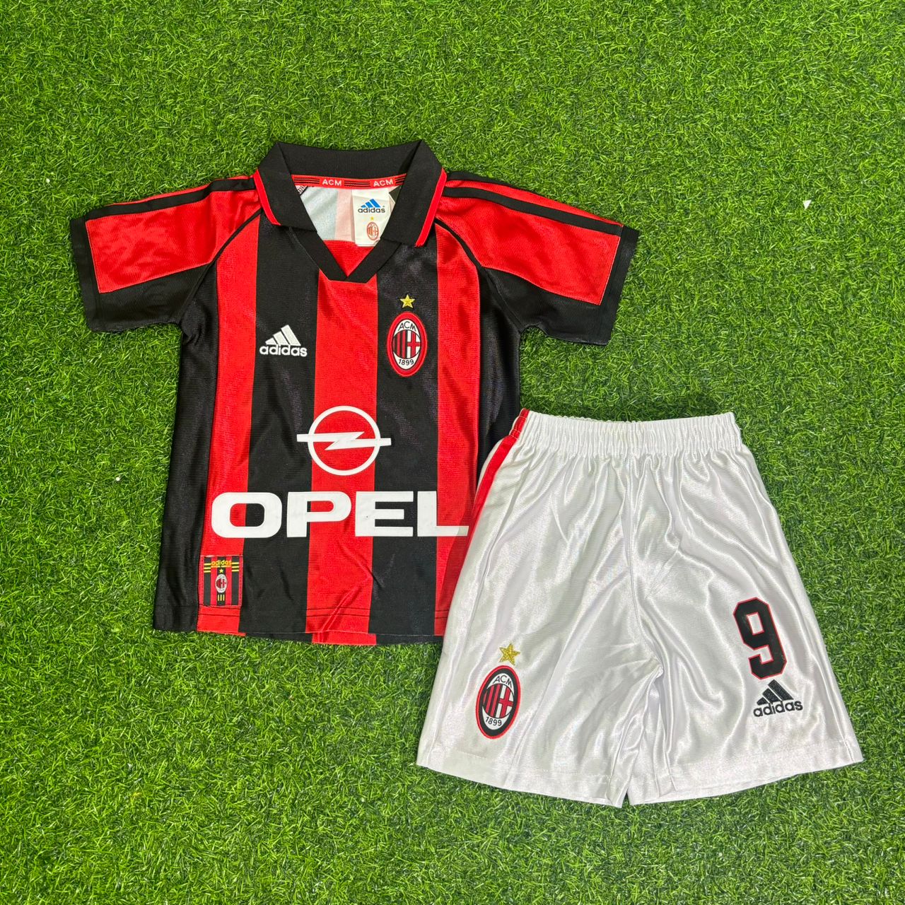 George Weah AC Milan 1998/1999 Retro Kids Football Jersey Kit