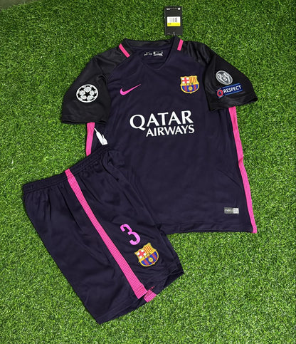 Barcelona Gerard Piqué 2014/15 Black Pink Kids Retro Football Jersey Kit