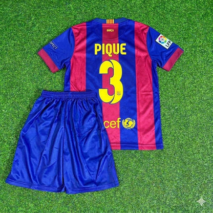 Gerard Piqué #3 Barcelona 2015 Champions League Final Kids Retro Football Jersey