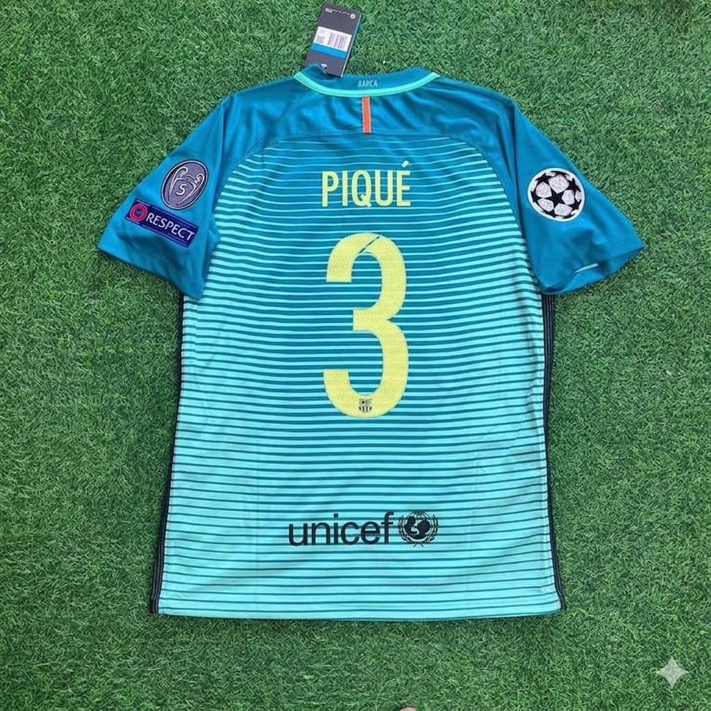 Barcelona Gerard Pique #3 2016/17 Away Retro Football Jersey