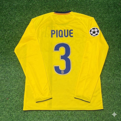 Gerard Pique FC Barcelona 08/09 Season Yellow Away Retro Football Jersey