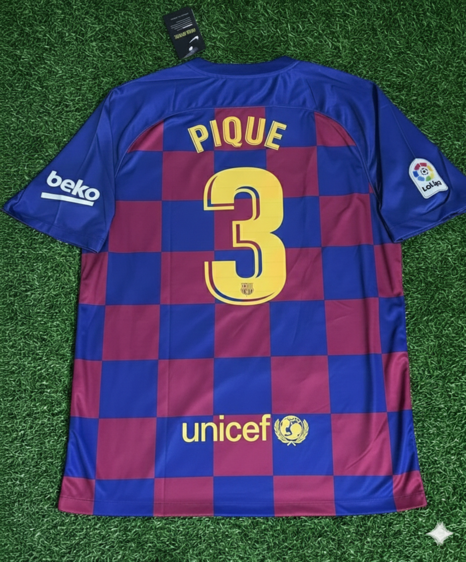 Gerard Pique Barcelona 2019/20 Home Retro Football Jersey