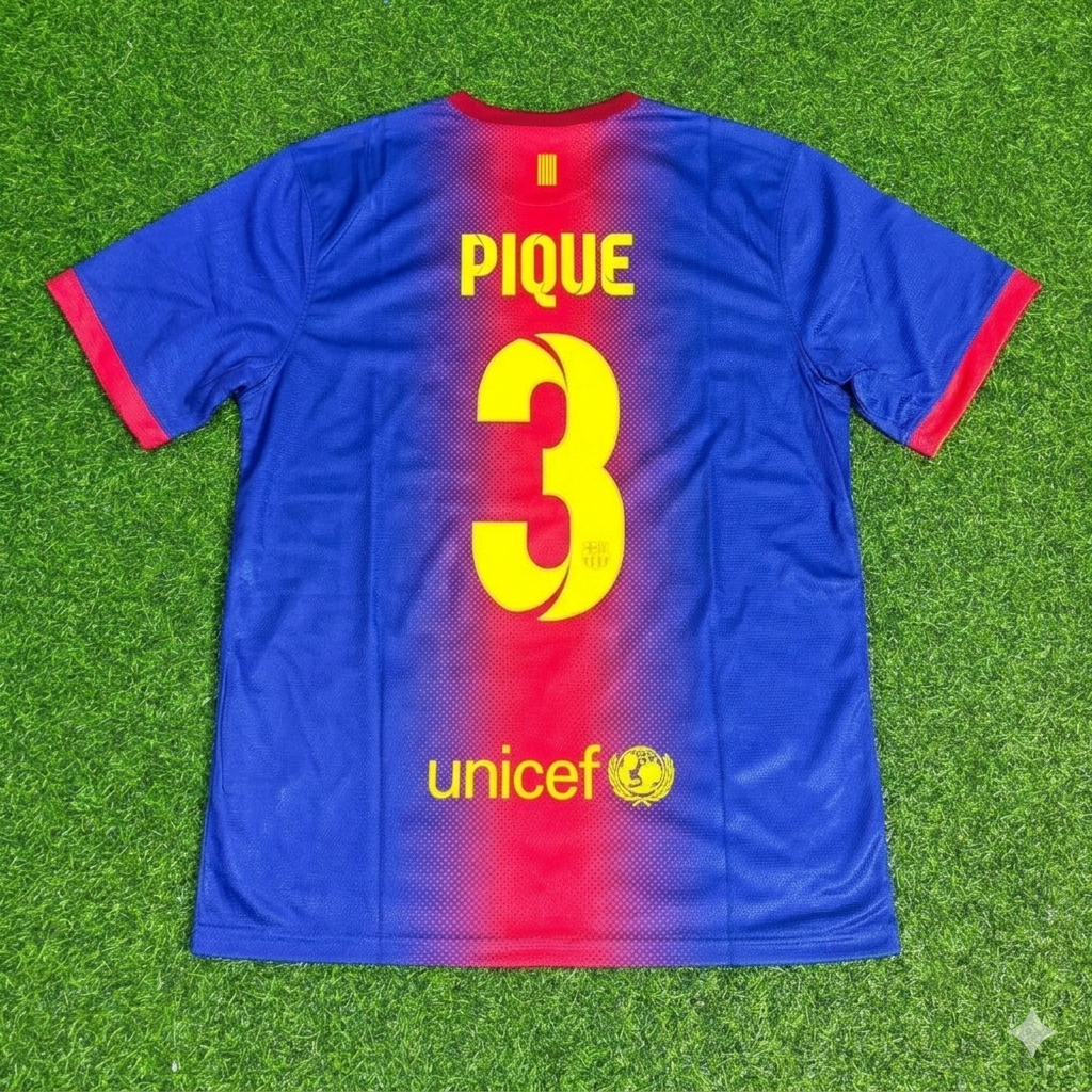 Gerard Pique Barcelona 2012/2013 Retro Home Football Jersey Kit