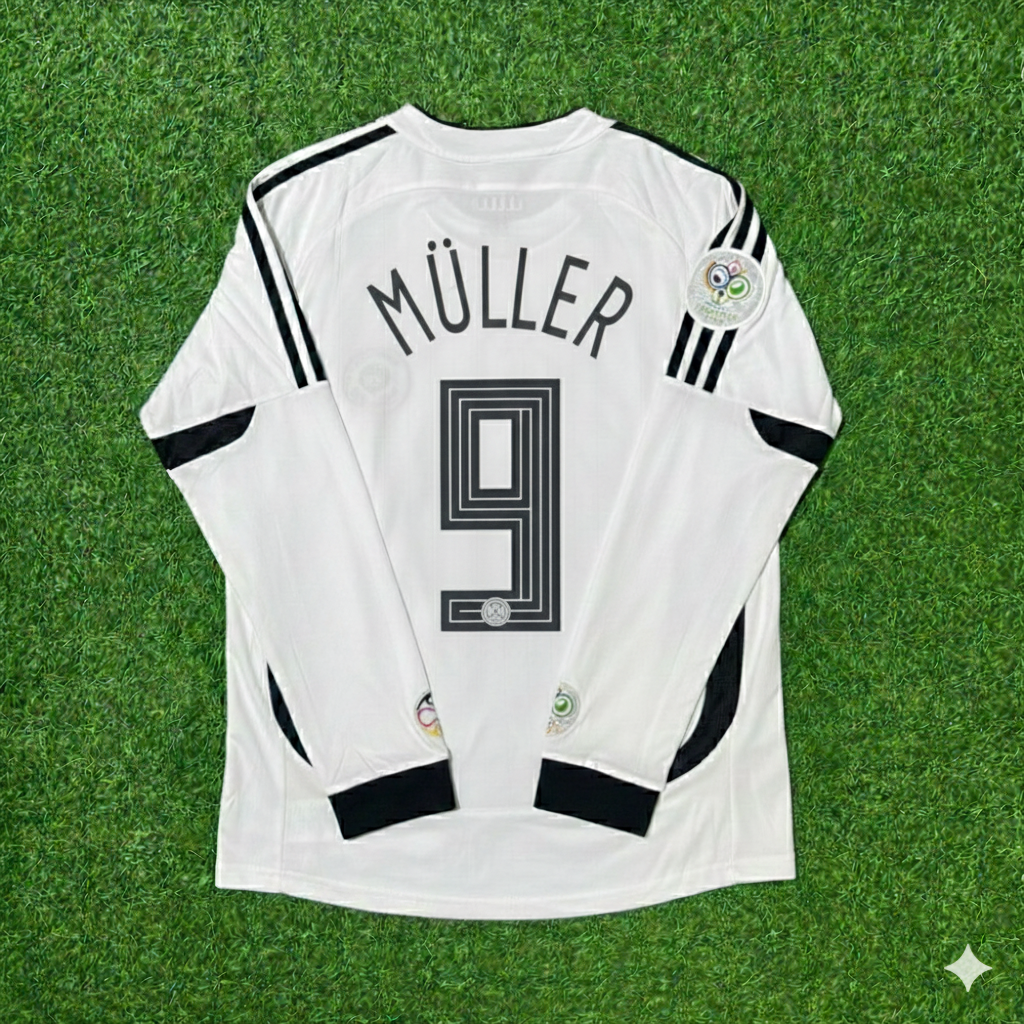 Gerd Müller Germany World Cup Long Sleeve White Retro Football Jersey Kit