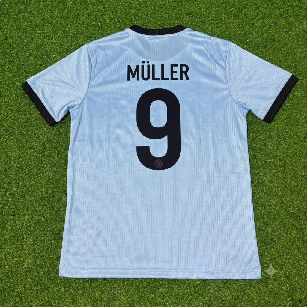 Gerd Müller Germany 125th Year Special Clear Blue Retro Football Jersey Kit