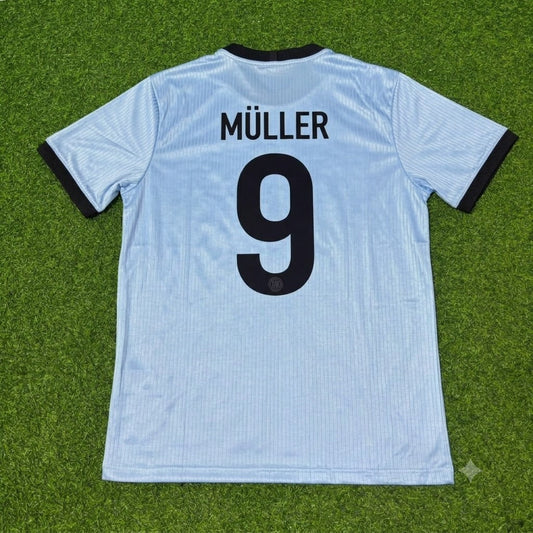Gerd Müller Germany 125th Year Special Clear Blue Retro Football Jersey Kit