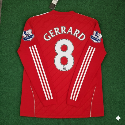 Steven Gerrard Liverpool 2010 2012 Season Long Sleeves Red Retro Football Jersey