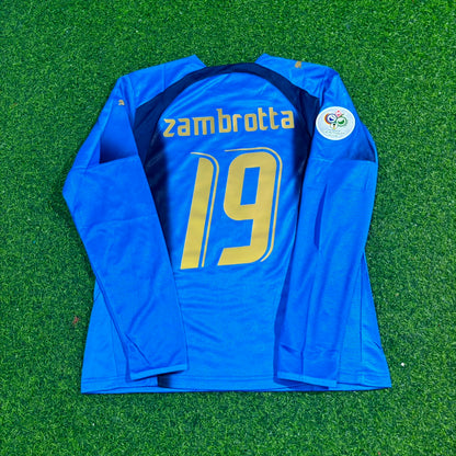 Italy World Cup 2006 Gianluca Zambrotta #19 Final Long Sleeve Retro Football Jersey