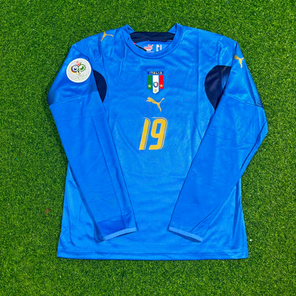 Italy World Cup 2006 Gianluca Zambrotta #19 Final Long Sleeve Retro Football Jersey