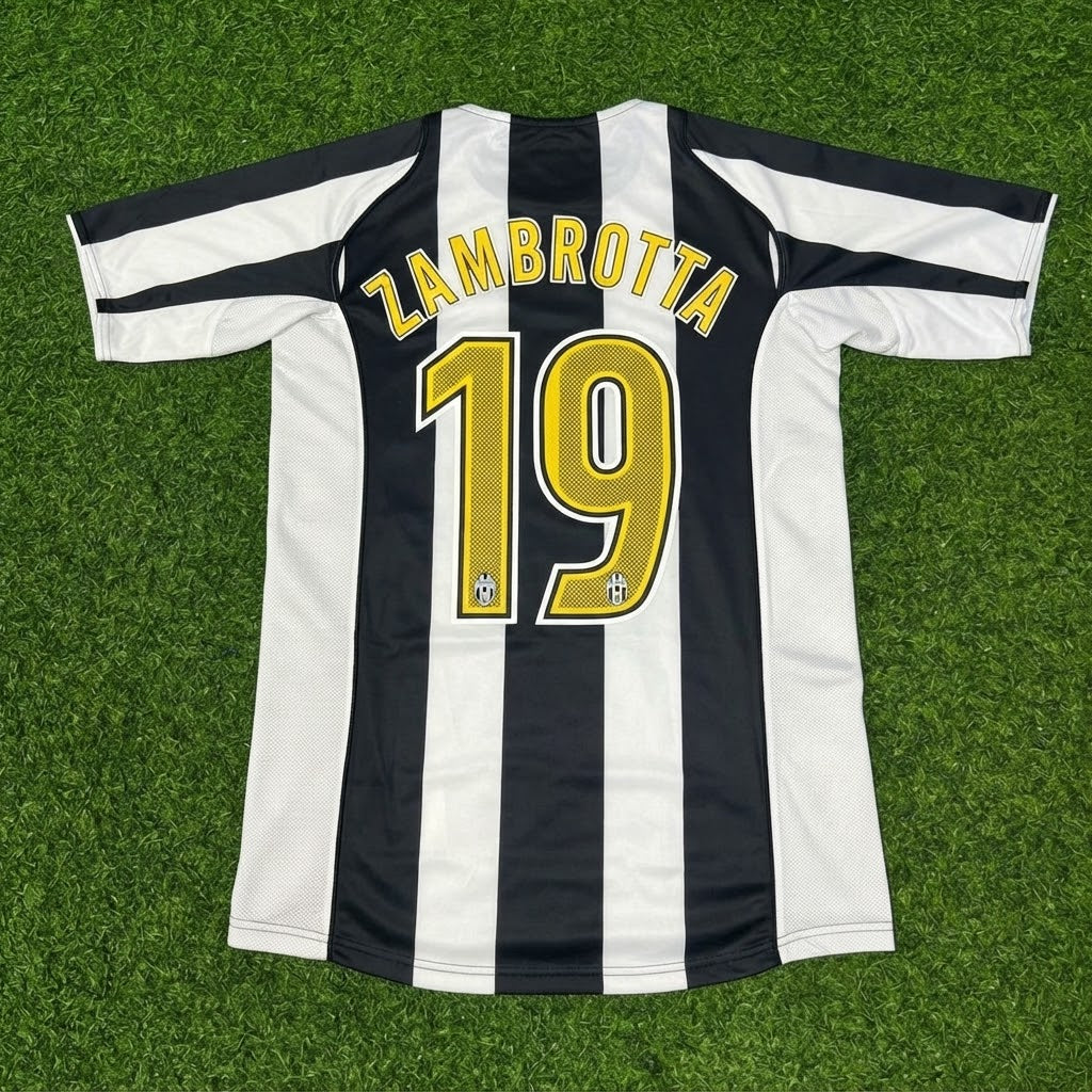Gianluca Zambrotta #19 Juventus 2004-2005 Black White Home Retro Football Jersey Paradise Edition