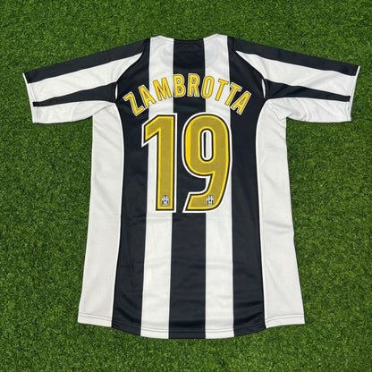 Gianluca Zambrotta #19 Juventus 2004-2005 Black White Home Retro Football Jersey Paradise Edition