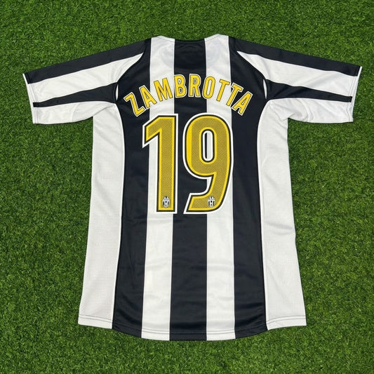 Gianluca Zambrotta #19 Juventus 2004-2005 Black White Home Retro Football Jersey Paradise Edition