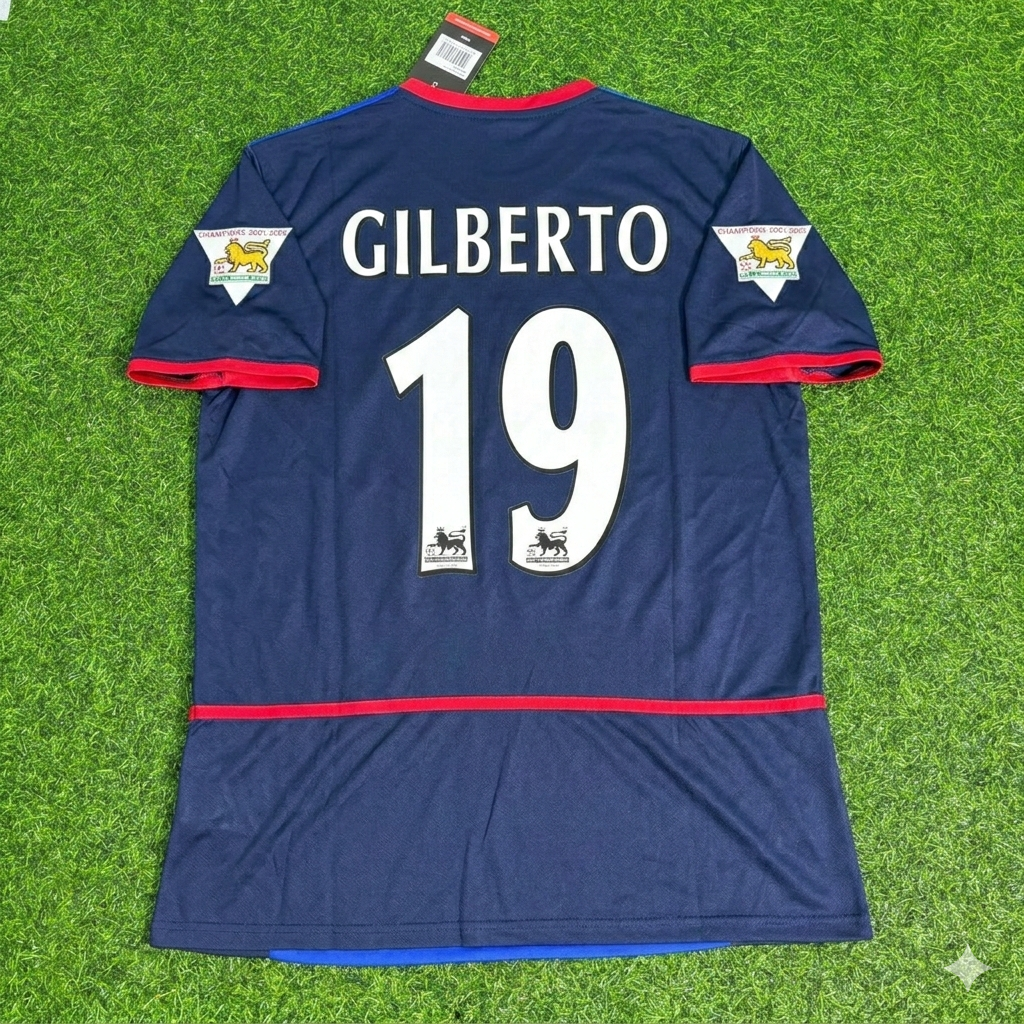 Gilberto Silva 19- Arsenal 2002-2004 Black Blue o2 Retro Football Jersey Kit