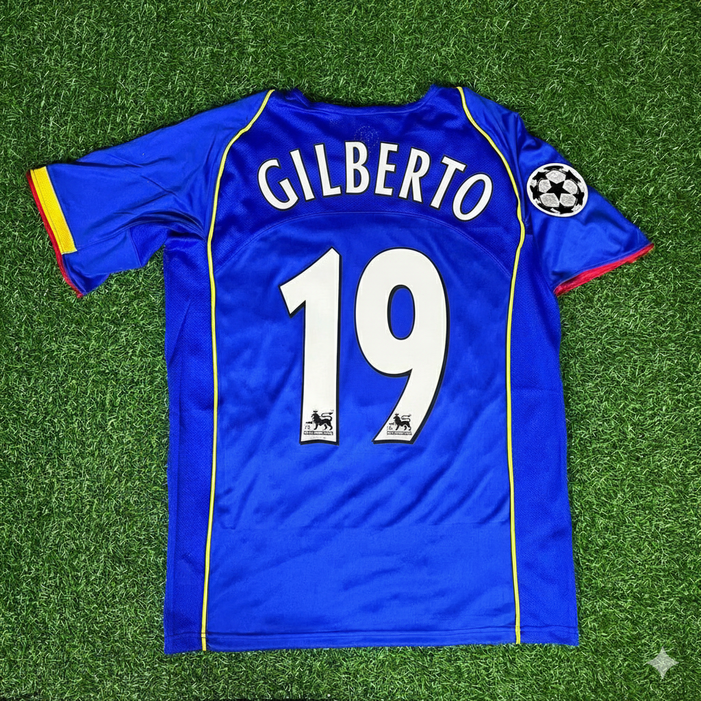 Gilberto Silva Arsenal 2004/05 Blue Retro Football Jersey