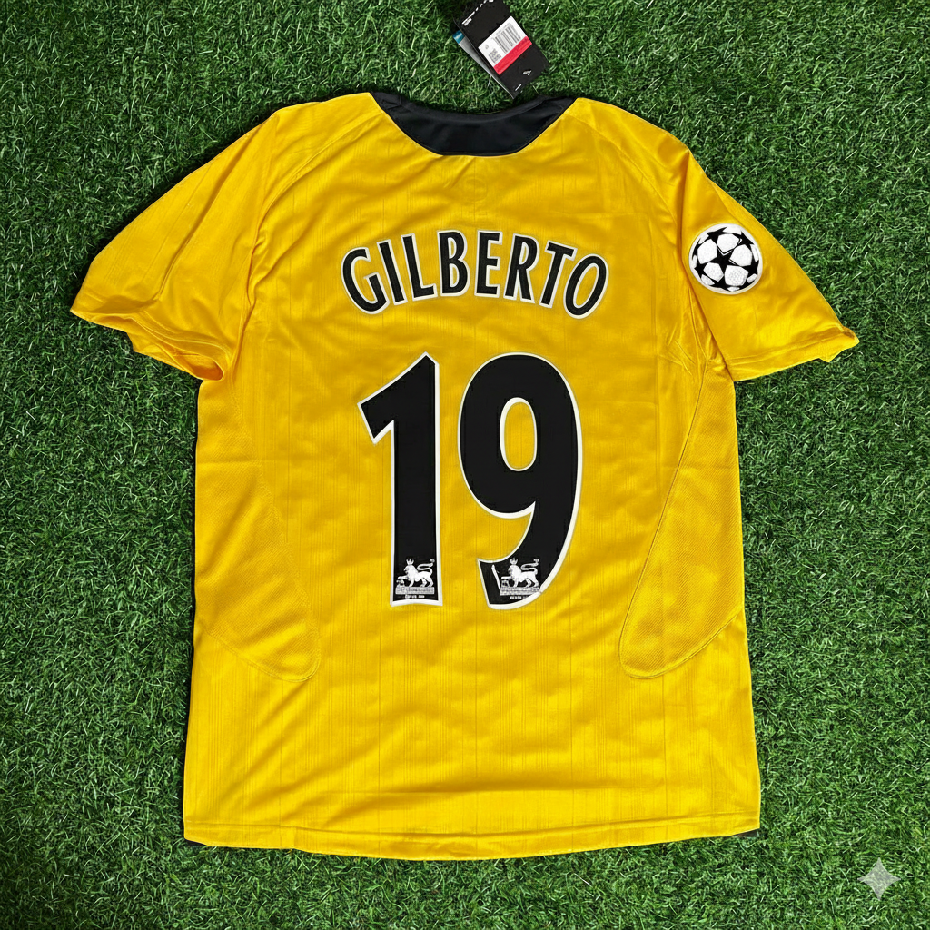 Gilberto Silva 19 - Arsenal 2005/06 Yellow Retro Football Jersey Kit