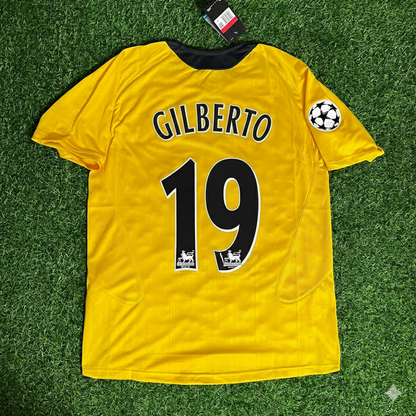 Gilberto Silva 19 - Arsenal 2005/06 Yellow Retro Football Jersey Kit