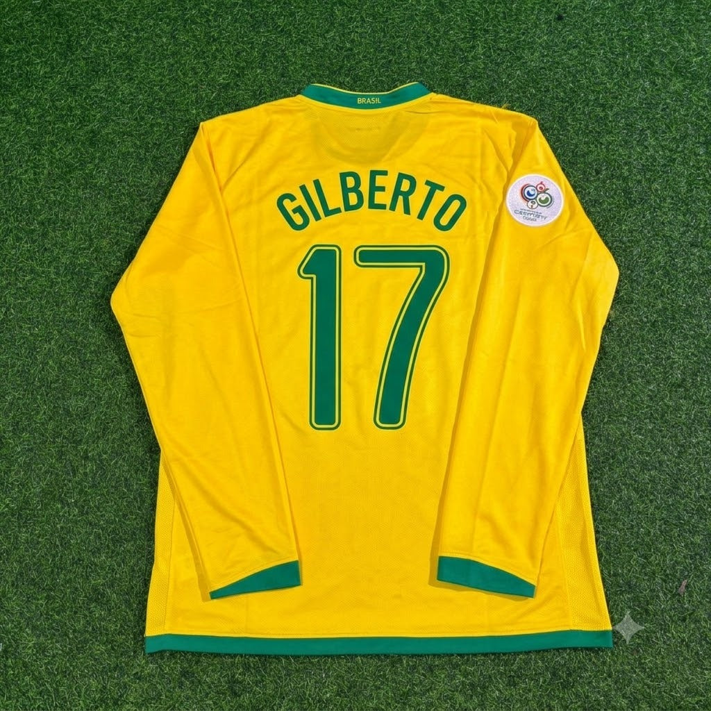 Brazil World Cup 2006 Gilberto Silva #17 Long Sleeve Football Jersey