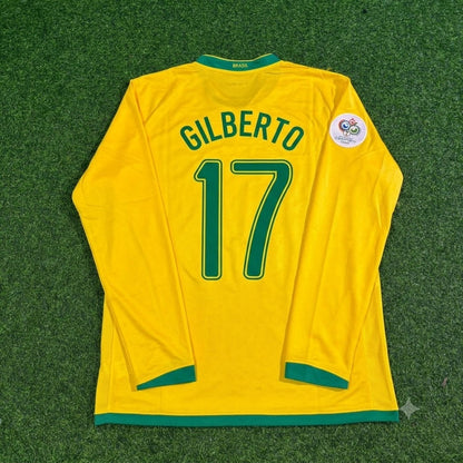 Brazil World Cup 2006 Gilberto Silva #17 Long Sleeve Football Jersey