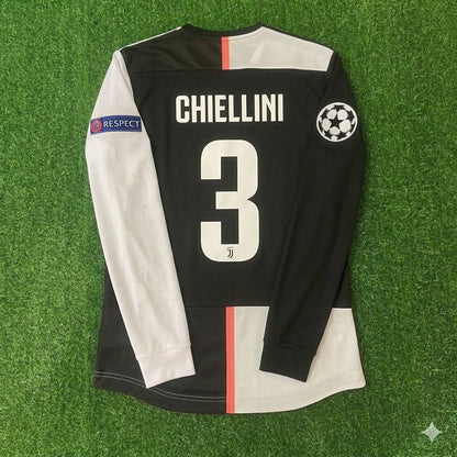 Giorgio Chiellini 3- Juventus Long Sleeve 2019 2020 Retro White Black Football Jersey