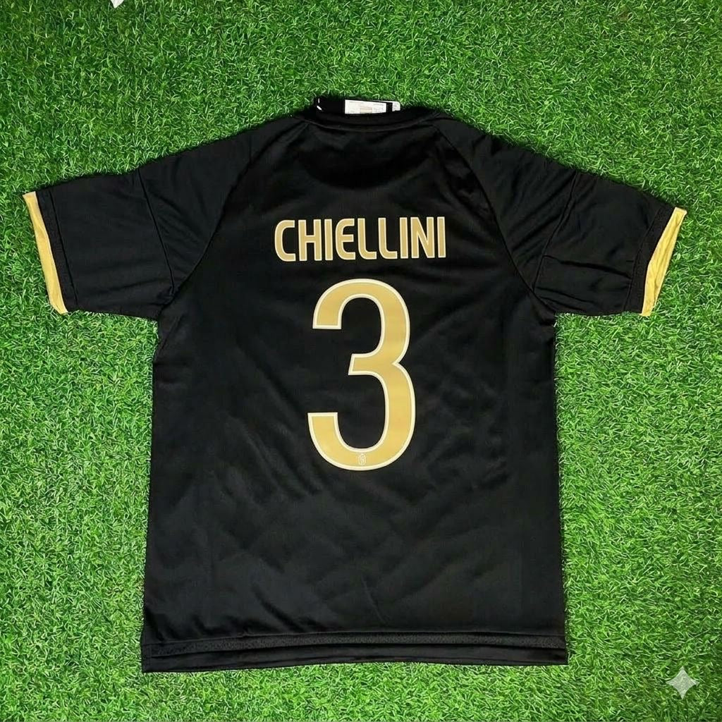 Giorgio Chiellini 3- Juventus Retro Black Football Jersey Kit