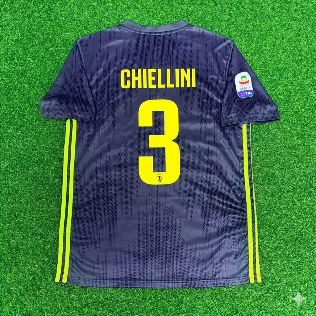 Giorgio Chiellini #3 Juventus 2017-2018 Retro Home Football Jersey Kit