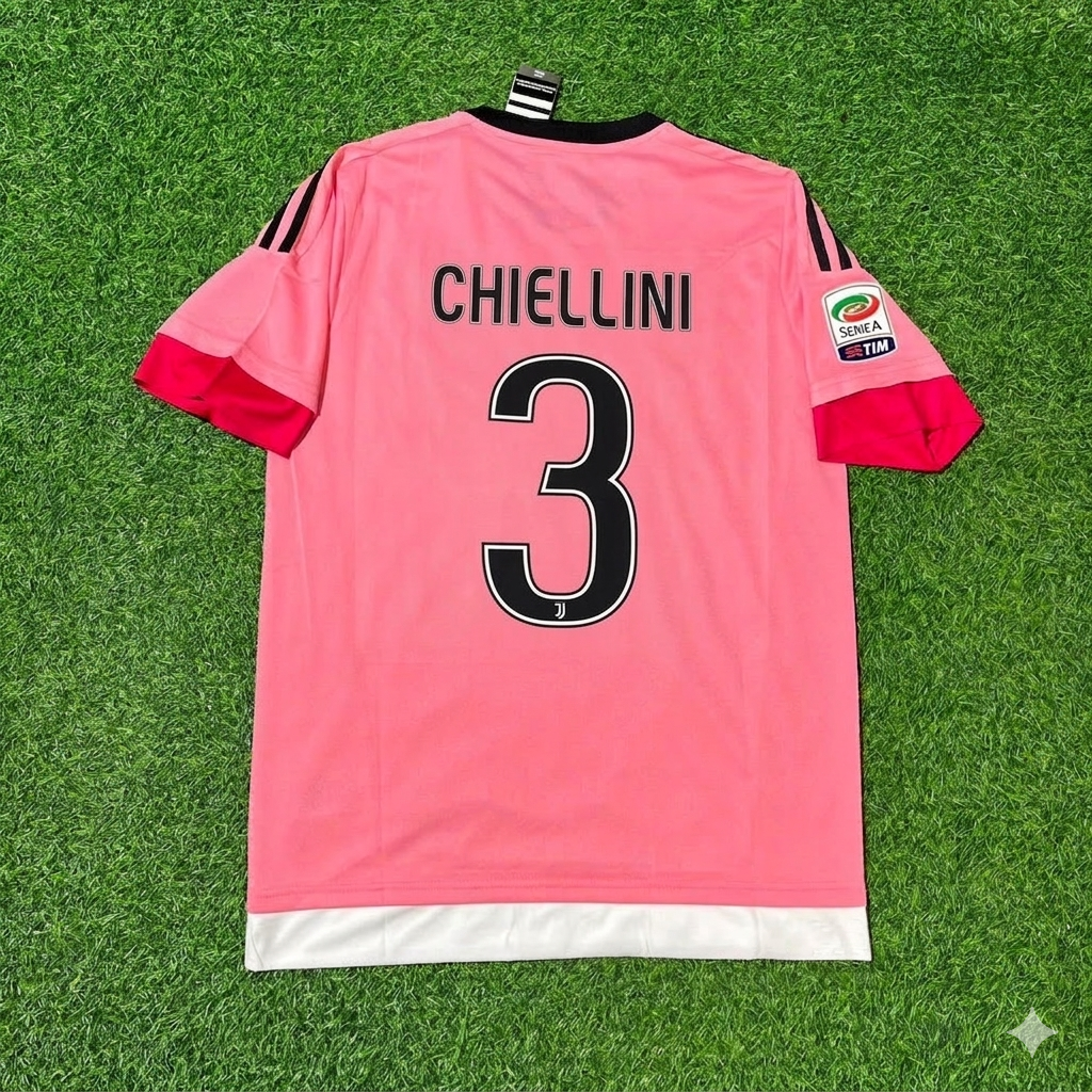 Giorgio Chiellini Juventus Retro Pink 2015-2016 Football Jersey