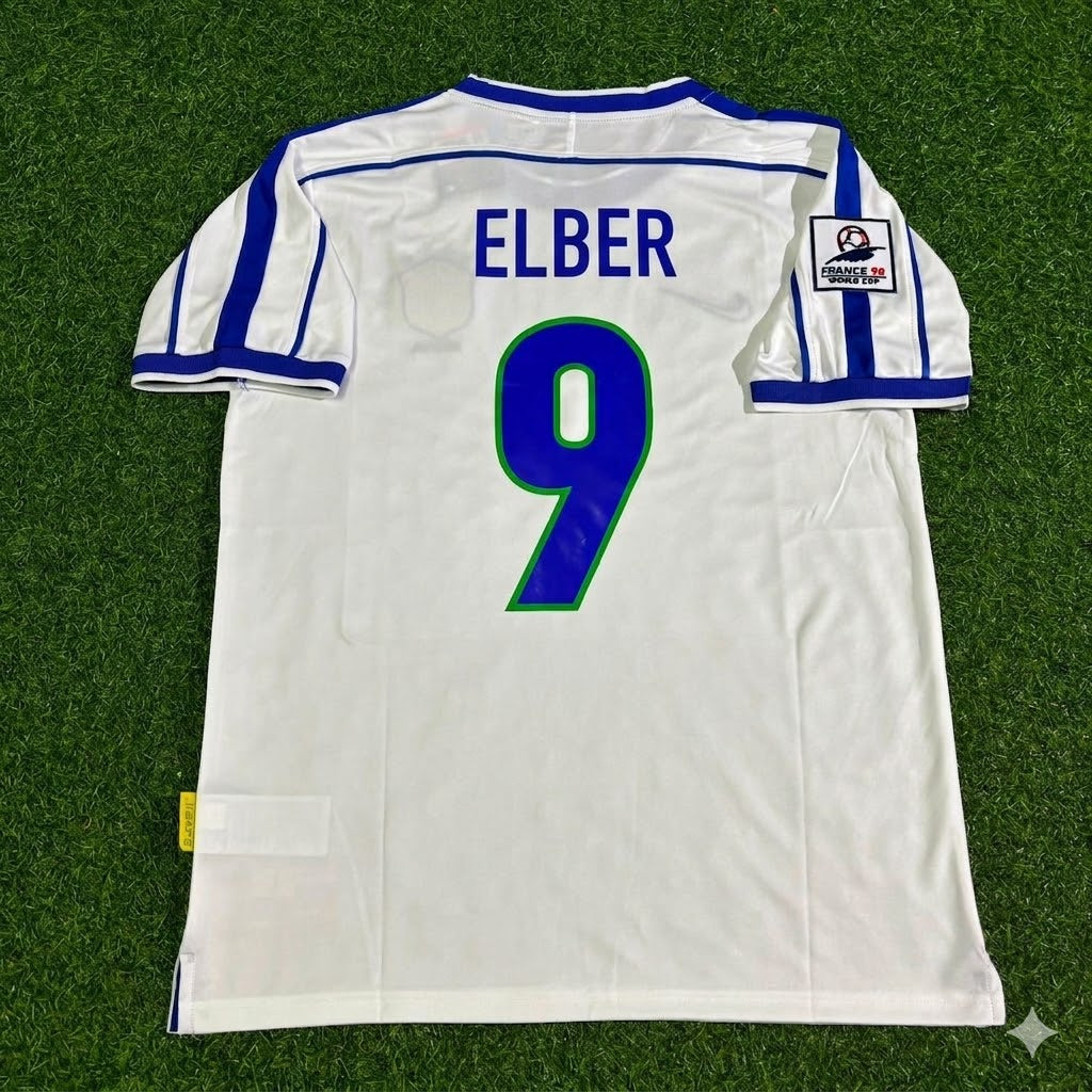 Brazil World Cup 1998 Giovane Élber #9 Retro Football Jersey