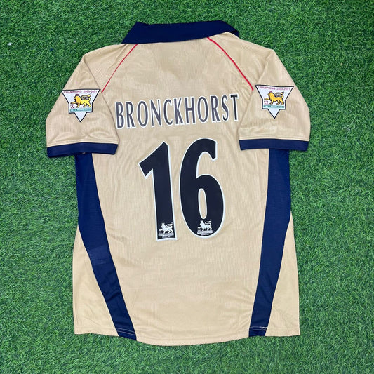 Giovanni van Bronckhorst Arsenal 2001-2002 Away Golden Retro Football Jersey Kit