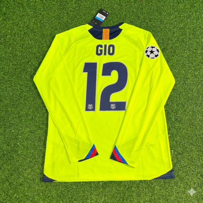 Giovanni van Bronckhorst Barcelona 2005-2006 Yellow Green Retro Long Sleeve Football Jersey Kit