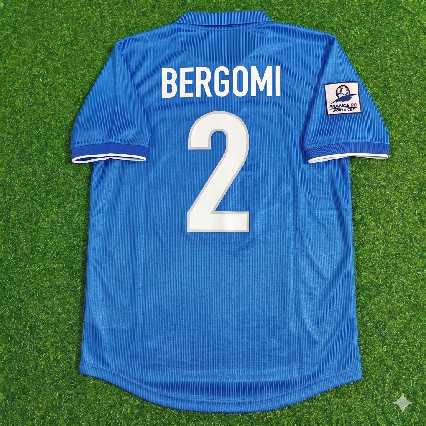 Italy World Cup 1998 Giuseppe Bergomi Home Blue Retro Football Jersey