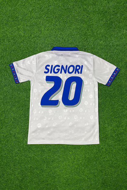 Italy World Cup 1994 Giuseppe Signori White Retro Football Jersey Kit
