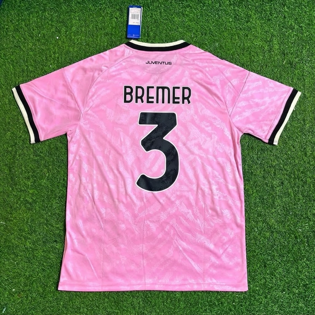 Gleison Bremer #3 Juventus 2026-2027 Away Pink Football Jersey