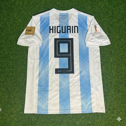 Argentina World Cup 2018 Gonzalo Higuaín #9 Home Retro Football Jersey