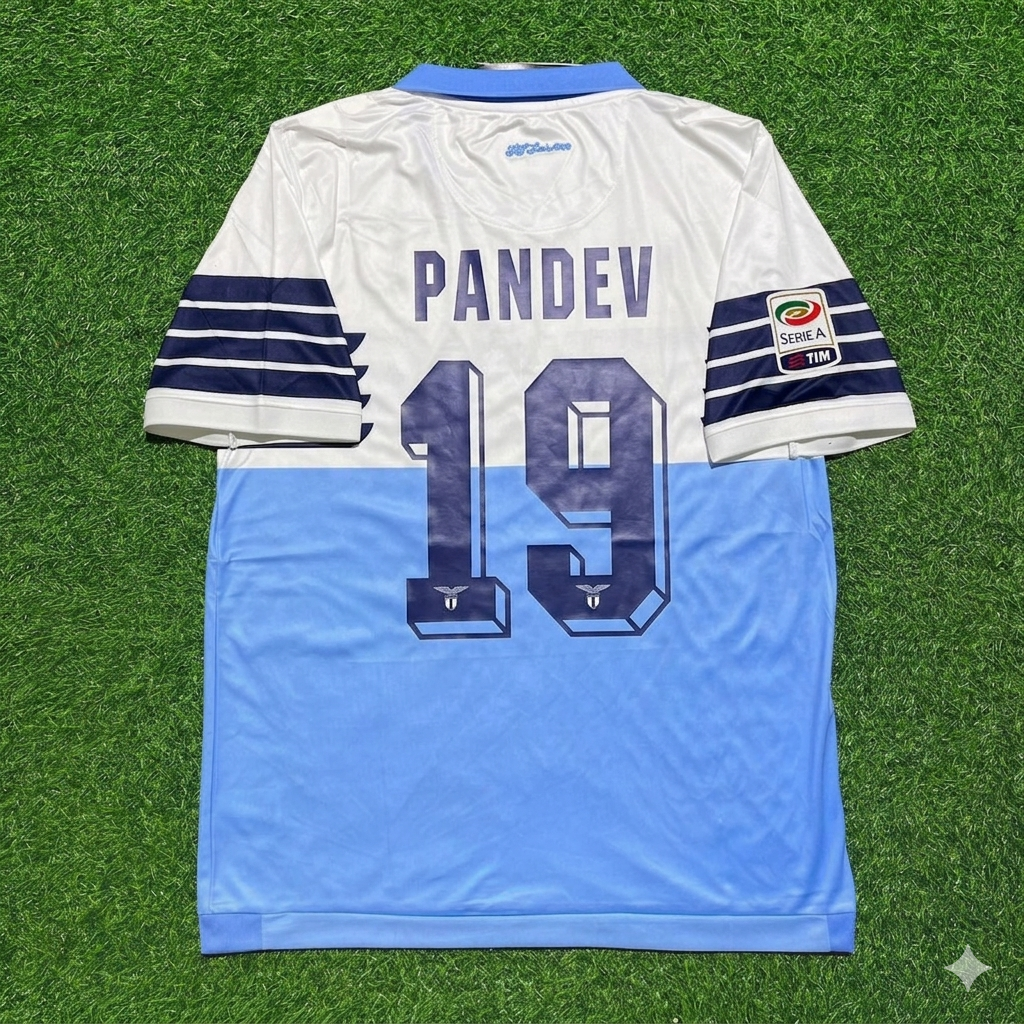 Goran Pandev #19 Lazio White Blue Retro Home Football Jersey Kit