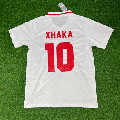 Granit Xhaka Switzerland White Retro Football Jersey Kit