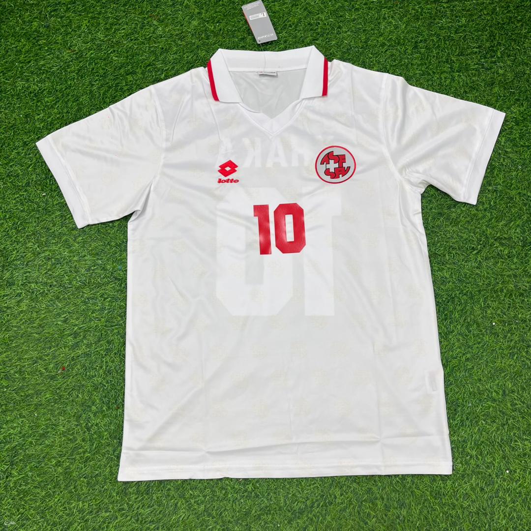 Granit Xhaka Switzerland White Retro Football Jersey Kit