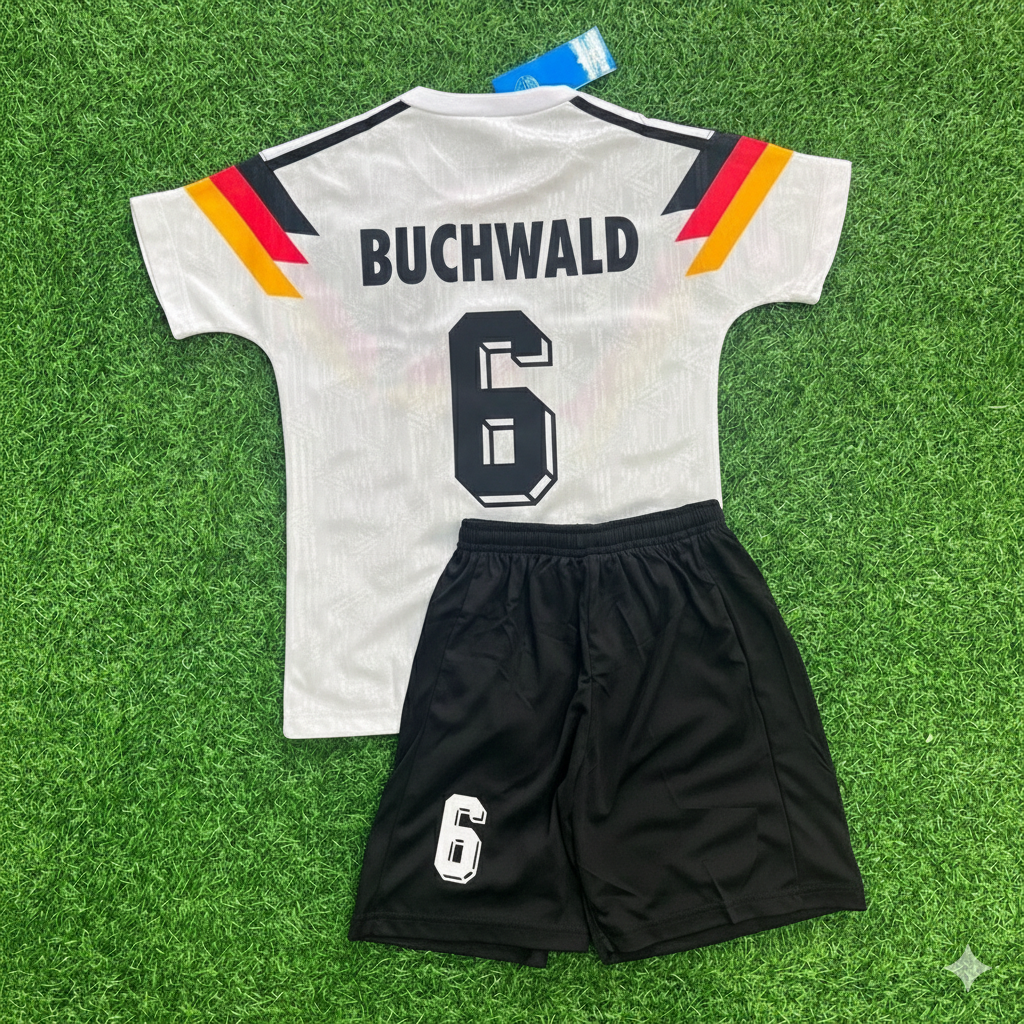 Germany World Cup 1990 Guido Buchwald 6- Deutschland Retro Kids Football Jersey - Deutschland Retro Kinder WM 1990