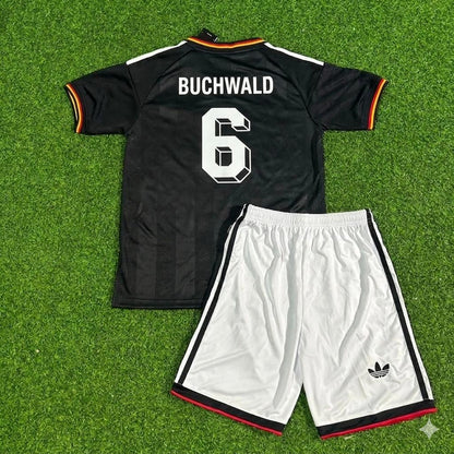 Guido Buchwald Germany Black Retro Kids Football Jersey Kit